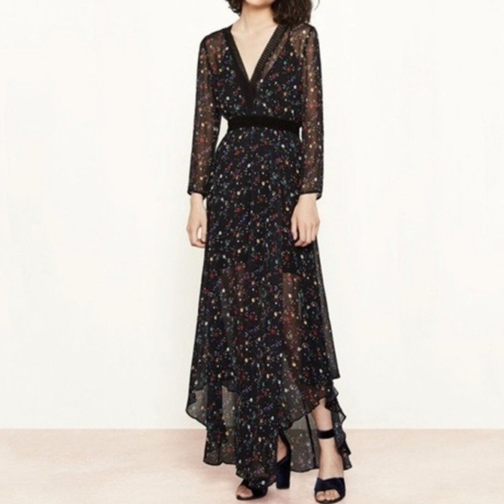 Maje Riane bird print chiffon dress